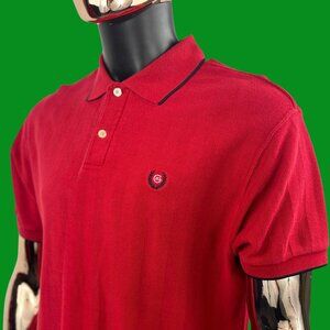 VTG Chaps Ralph Lauren Red Crest Logo Polo Shirt Dark Trim